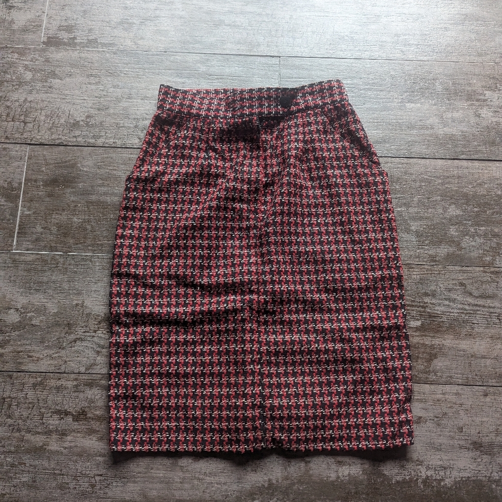 DIANE VON FURSTENBERG Vintage Houndstooth Straight Pencil Skirl